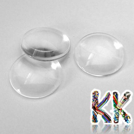 Semicircular glass cabochon - clear - ∅ 20 x 5.5 mm