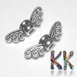 Zinc alloy bead - angel wings - 14 x 5 x 3 mm