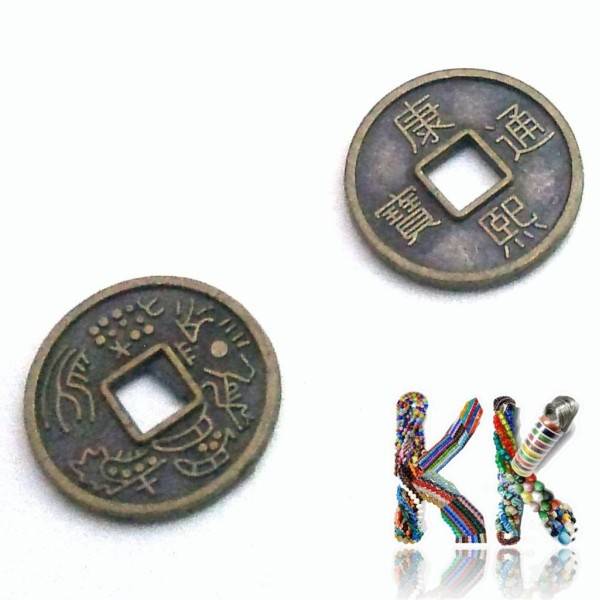 PendantZinc alloy pendant - Chinese lucky coin - Ø 10 x 1 German Chinese lucky coin - ∅ 10 x 1 mm