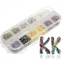 Box with rings - ∅ 8 mm - approx. 432 pieces - mix of colors