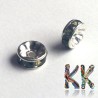 Kovový oddělovací korálek - rondelka s kamínky  - ∅ 8 x 3,5 mm
