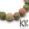 Cut, frosted round beads made of unakite mineral with a diameter of 8-9 mm and a hole for a thread with a diameter of 1 mm. The beads are absolutely natural without any dye.
Please note that all frosted minerals are gradually polished by wiping on fabrics (clothing) until fully polished.
Country of origin: Africa - not specified by the manufacturer
THE PRICE IS FOR 1 PCS.