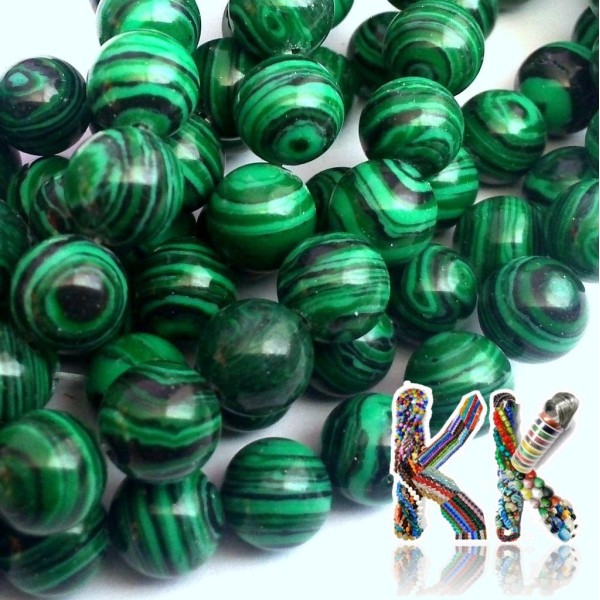 Synthetic malachite beads - ball - ∅ 8 mm