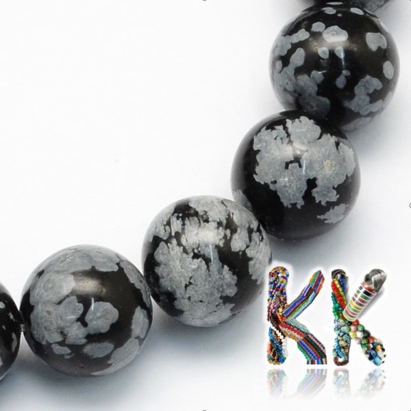 Přírodní vločkový obsidián -  kulička - ∅ 8,5 mm