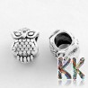 Bead with a wide lead made of zinc alloy - owl - 10 x 8 x 8 mm