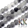 Cut and unpolished (frosted) round beads made of quartz mineral in gray with a diameter of 8-9 mm with a hole for a thread with a diameter of 1 mm. The beads are completely natural without any dye.
Please note that all frosted minerals are gradually polished by wiping on fabrics (clothing) to the full gloss.
Country of origin: Brazil
THE PRICE IS FOR 1 PCS.