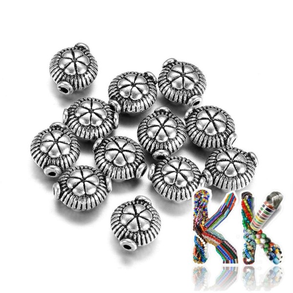 Separating bead made of Tibetan silver - flat circle - ∅ 8 x 5.5 mm