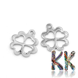 Pendant made of 304 stainless steel - four-leaf clover - 15 x 13 x 1 mm