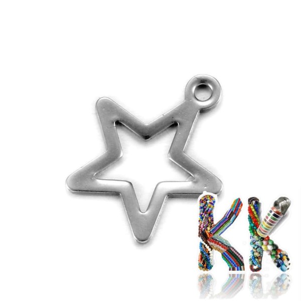 Pendant made of 304 stainless steel - star - 15 x 13 x 0.8 mm