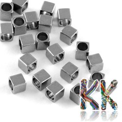 304 Stainless steel separating bead - cube - 3 x 3 x 3 mm