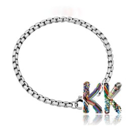 316 Stainless steel Venetian wrist chain with carabiner - length 18 cm