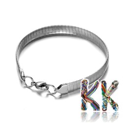 304 flat stainless steel wrist chain with carabiner - length 19 cm