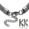 304 Mesh stainless steel wrist chain with carabiner - length 22 cm
