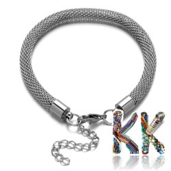 304 Mesh stainless steel wrist chain with carabiner - length 22 cm