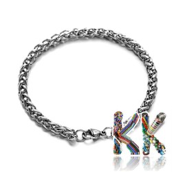 304 Intertwined stainless steel wrist chain with carabiner - length 21 cm