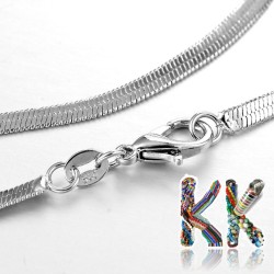 304 Plochý nerezový náhrdelníkový řetízek s karabinkou - délka 45 cm