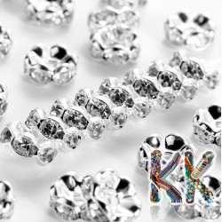 Mosazná šatonová rondelka - stříbrná, vlnitá - ∅ 8 x 3,8 mm - kvalita AAA