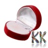 Sametová krabička ve tvaru srdce pro prsten - 5 x 4,5 x 3,7 cm