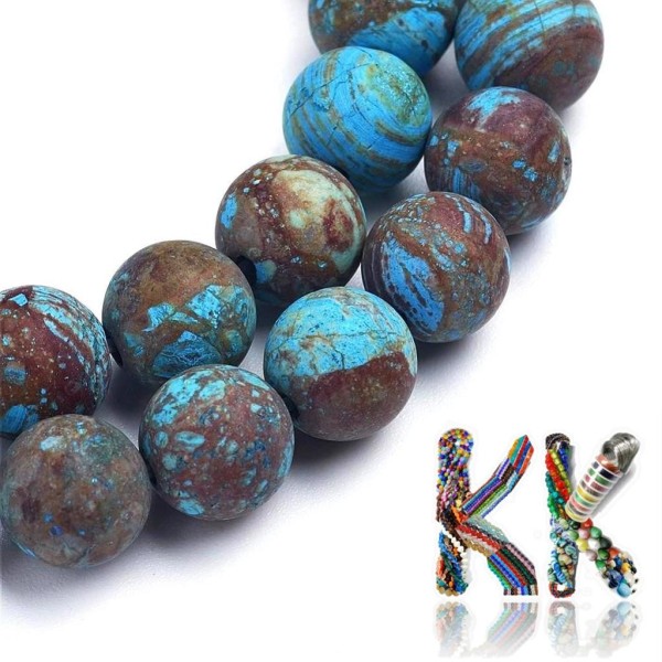 Natural matte chrysokol - ∅ 6 mm - marbles