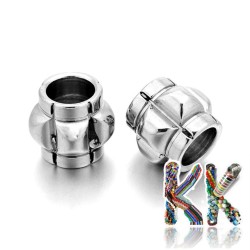 304 Wide-threaded stainless steel bead - barrel - 11 x 11 x 11 mm