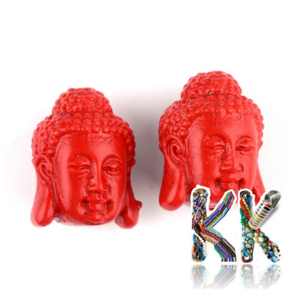 Imitace rumělky - Buddha - 18 x 14,5 x 13,5 mm
