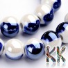 Porcelain beads - two-colored, glazed - ∅ 8 - 9 mm - beads