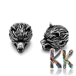 Mosazné oddělovací korálky se zirkony - vlk -11 x 11 x 14,5 mm - kvalita AAA