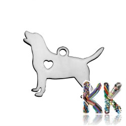 Pendant made of 304 stainless steel - dog - 16 x 20 x 1.1 mm