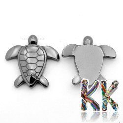 Přívěsek ze syntetického nemag. hematitu - želva - 43 x 43 x 7,5 mm - kvalita AA