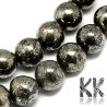 Tumbled round beads made of pyrite mineral with a diameter of 8 mm and a hole for a thread with a diameter of 1 mm. The beads are absolutely natural without any dye.
Country of origin: China
THE PRICE IS FOR 1 PCS.