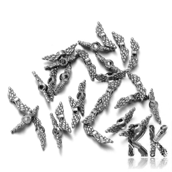 Korálek ze zinkové slitiny - andělská křídla - 12 x 3 x 2 mm