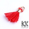 Decorative pendant in the shape of a tassel made of very fine dyed cotton fibers, 10 - 16 mm long, about 2 mm wide at the loop and 1.5 mm wide. Tassels are used as a decorative accessory for bracelets, especially Buddhist ones.THE PRICE IS FOR 1 PCS.