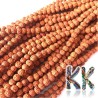 Beads made of rudraksha tree nuts with a diameter of 5 mm and a hole for a thread with a diameter of 0.5-1 mm. These are called 5 mukhi rudraksha beads. The beads come from India and may differ by up to 0.8 mm from the stated size due to manual sorting. The beads are stained with an extract of root vegetable dyes, which has traditionally been used in India to protect beads for hundreds of years.THE PRICE IS FOR 1 PCS.