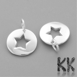 Sterling silver pendant (925 Ag) - star in a circle - 14.5 x 11 x 1.5 mm
