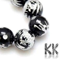 Natural onyx with engraved dragon motif - ∅ 8 mm - ball