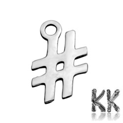 Pendant made of 304 stainless steel - "Hashtag" sign - 12.2 x 7.4 x 1 mm