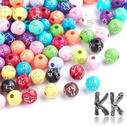 Mix of acrylic one-color beads (with cross) - Ø 8 (amount 25 g).