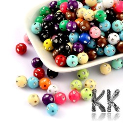 Mix of acrylic beads (with metal ornaments) - Ø 8 mm. (amount 25 g).