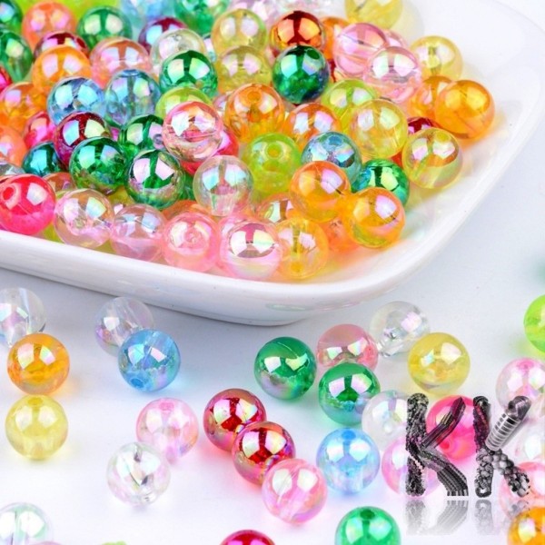 Mix of transparent acrylic beads (AB color) - Ø 8 (amount 25 g).
