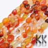 Tumbled beads in the shape of nuggets made of natural carnelian mineral with dimensions 8-15 x 5-10 mm with a hole for a thread with a diameter of 1 mm. The beads are absolutely natural without any dye.
Country of origin Brazil
THE PRICE IS FOR 1 PCS.