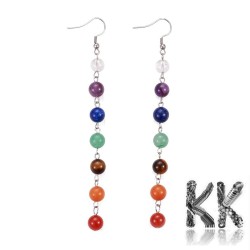 Chakra earrings made of minerals with 304 stainless steel components - earrings length 11.7 cm