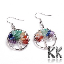 304 stainless steel earrings with a chakra tree of life - length approx. 56.5 mm