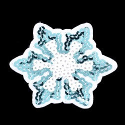 Nažehlovací obrázková výšivka -Sněhová vločka s flitrama -71 x 84 x 1.5 mm mm