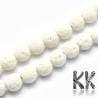 Natural white lava beads, 8mm in size, undyed. Ideal for delicate jewelry, bracelets, and essential oil use. Hole: 0.5mm.