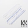 Plastic ruler with dimensions 160 x 40 x 1 mm. The ruler has a scale in millimeters on one side and inches on the other. 14 cm can be measured on the ruler and in the middle of the ruler there is a bead diameter gauge from 2 to 10 mm. It thus offers versatile use for jewelry making.
THE MENTIONED PRICE IS FOR 1 PIECE.