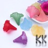 Acrylic beads in the shape of a flower with a frosted surface, diameter 41 mm, height 35 mm and a hole for a thread with a diameter of 3 mm.
Note - The beads are offered in packs of 10 grams and the color composition of each pack is purely random. The color composition in the illustration is so purely indicative.
ATGUIDE PRICE IS FOR 10 g (approx. 3 PCS)
