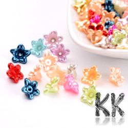 Acrylic pearls - flowers with ABS surface - Ø 10 x 10.5 x 5 mm - quantity 10 g (approx. 106 pcs)