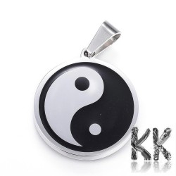 304 stainless steel pendant - Chinese character Yin Yang 28.5 x 25.5 x 3 mm