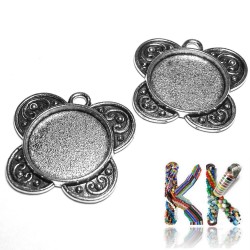 Zinc alloy pendant with bed for cabochon - bow tie Ø 18 mm