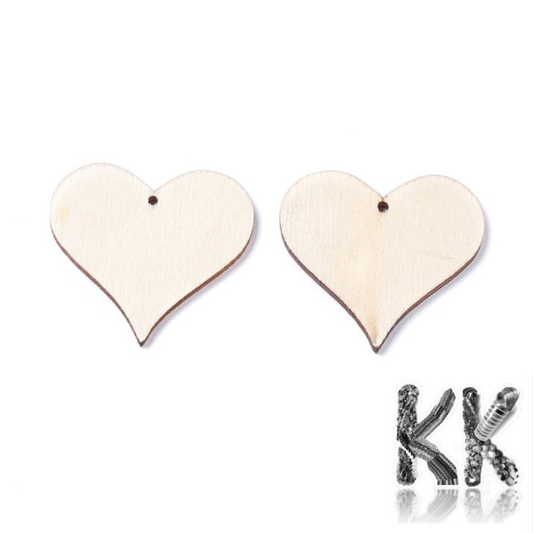 Wooden pendant - Heart - 39 x 40 x 2.5 mm